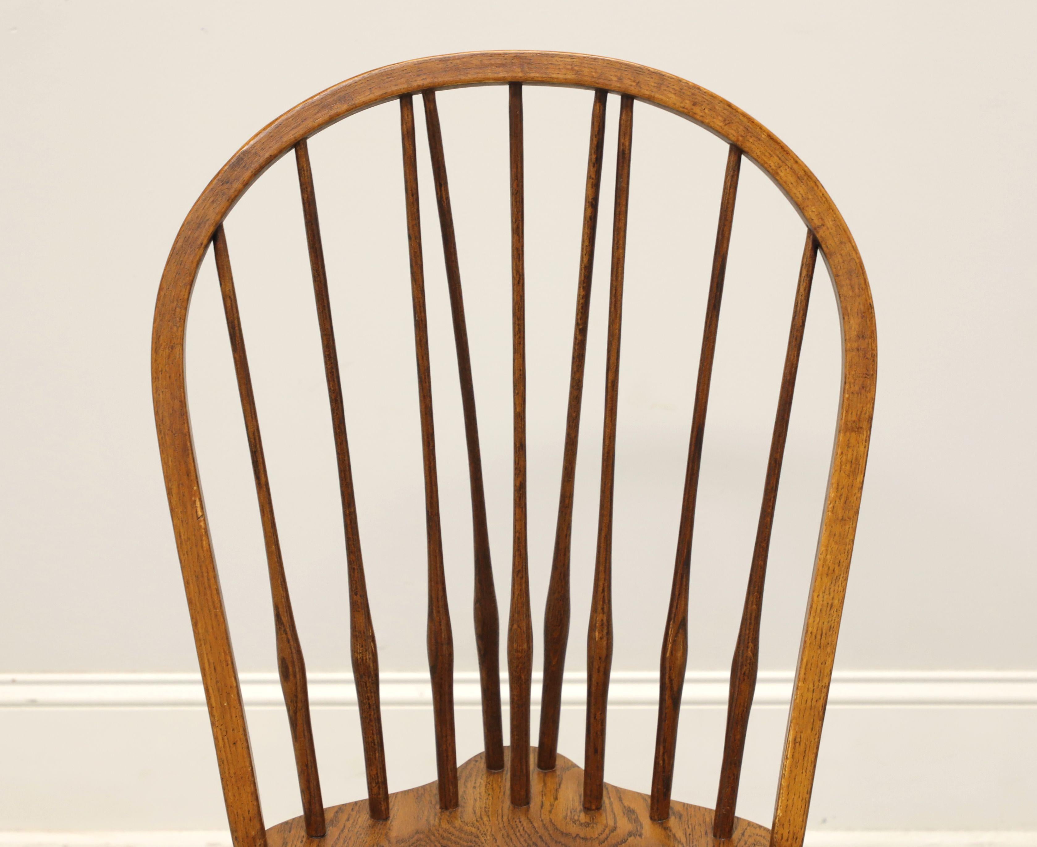 HALE Mid 20th Century Solid Oak Windsor Dining Side Chairs - Pair C In Good Condition In Charlotte, NC