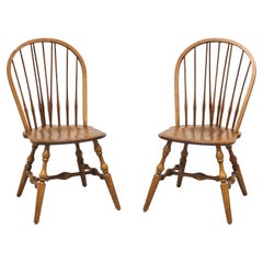 HALE Mid 20th Century Solid Oak Windsor Dining Side Chairs - Pair C