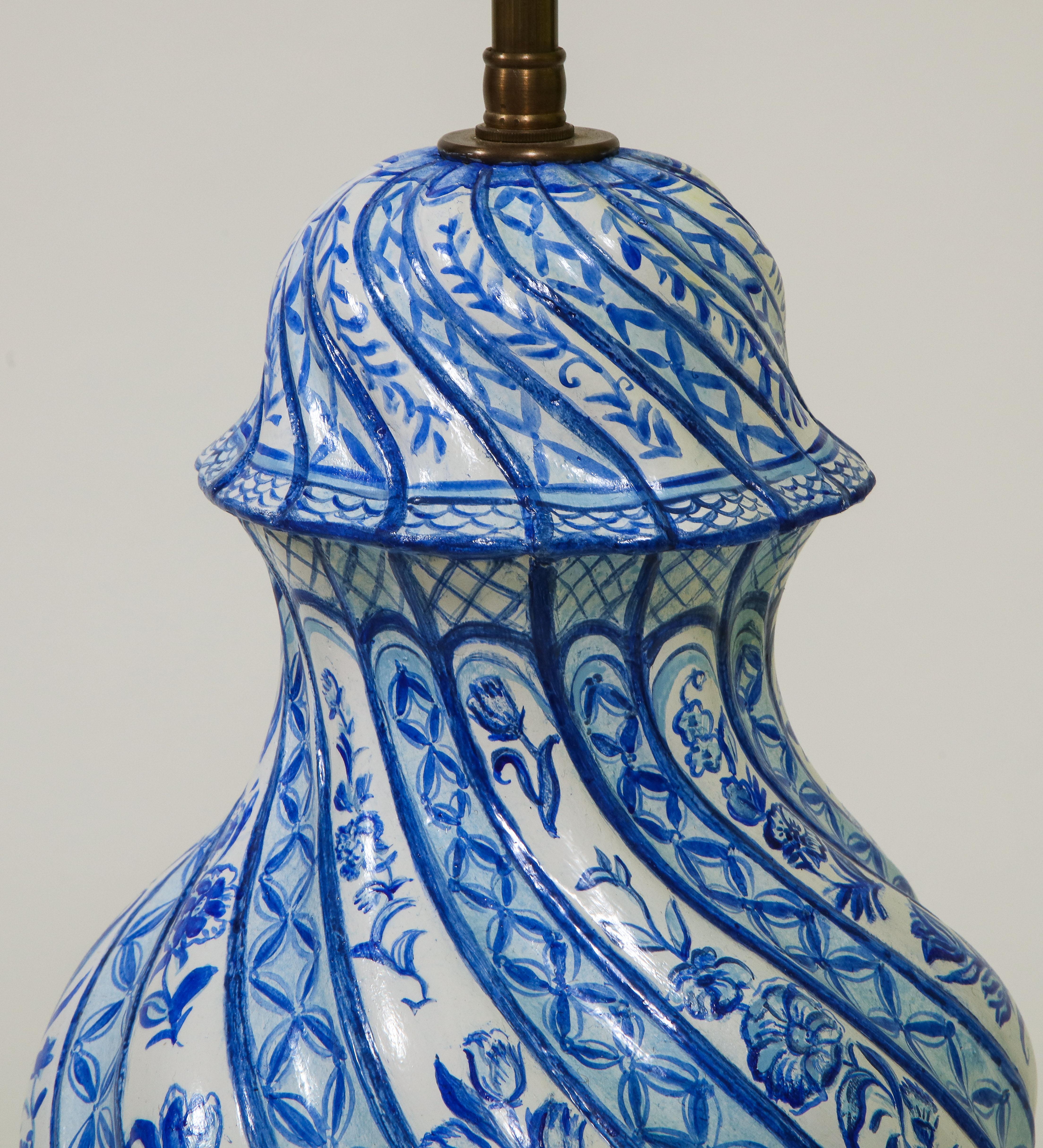 A special collaboration featuring a vintage lamp from the collection of Mario Buatta hand-painted by decorative artist Haleh Atabeigi who worked with the designer for years. Inspired by the Delft ceramics beloved and collected voraciously by Buatta,