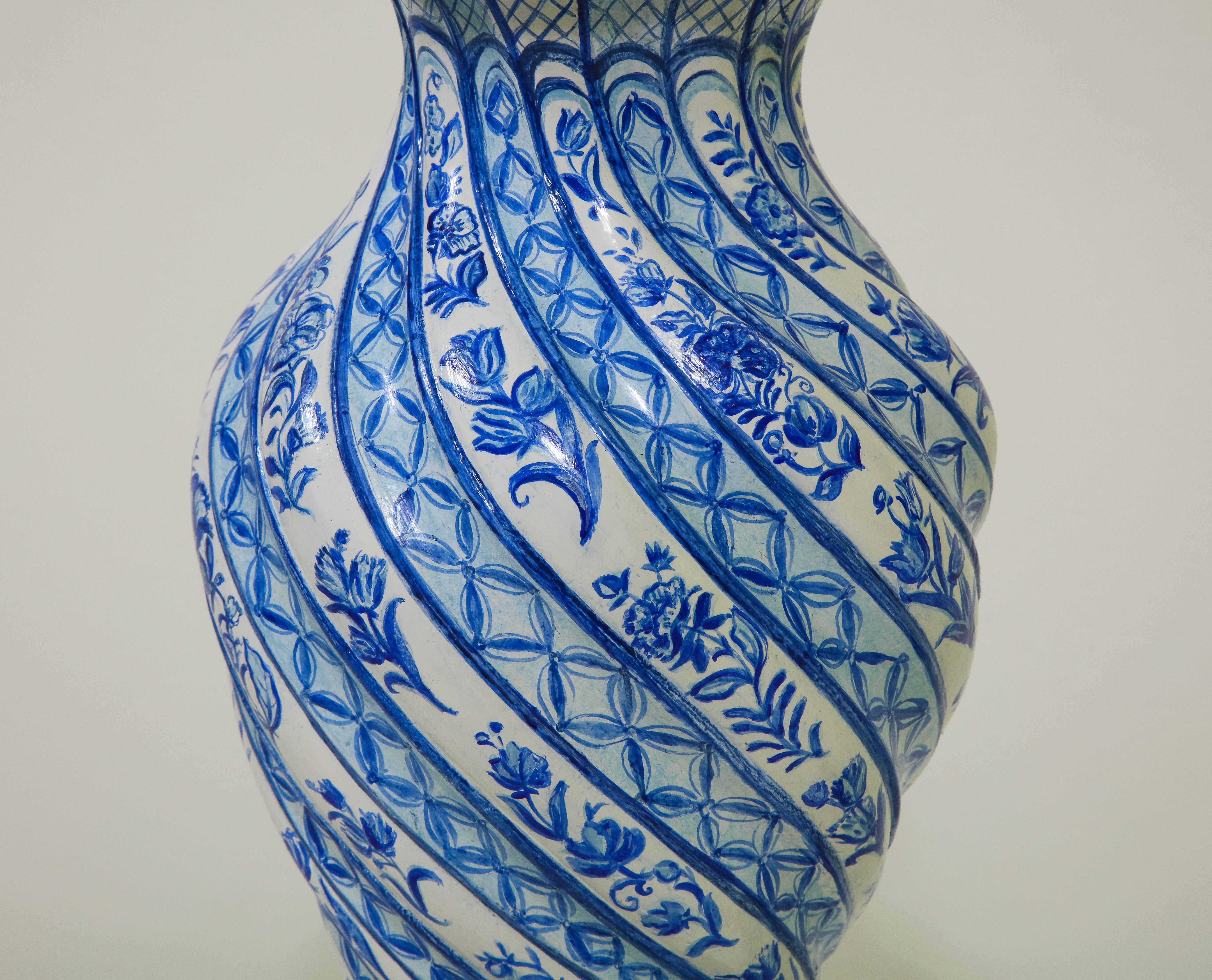 Contemporary Haleh Atabeigi x Mario Buatta Blue and White Lamp