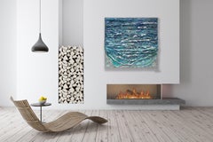 "At Your Shore" - Abstract Textured Mixed Media Painting by Haleh Mashian