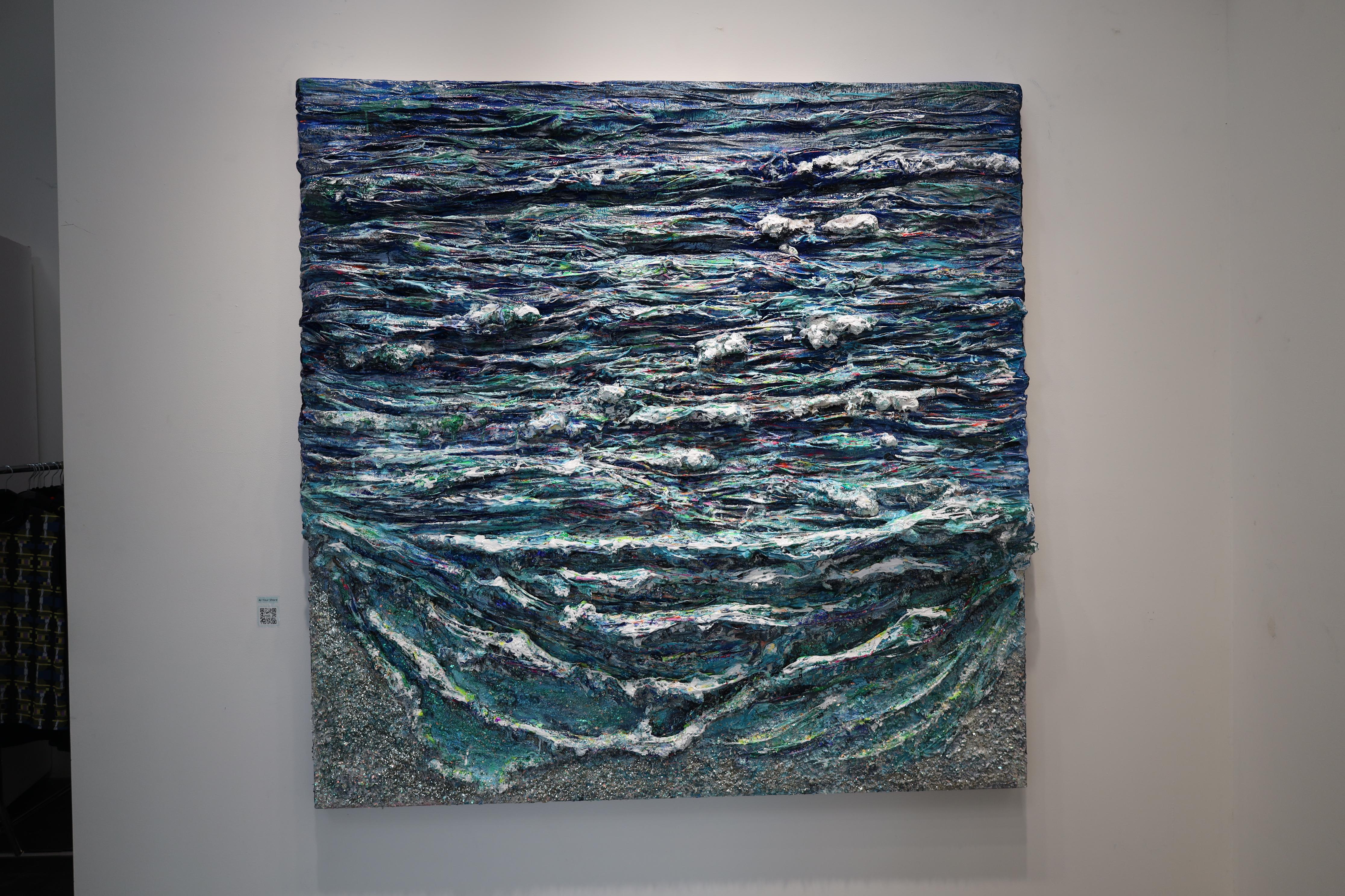 « At Your Shore » - Peinture abstraite texturée en techniques mixtes de Haleh Mashian en vente 3