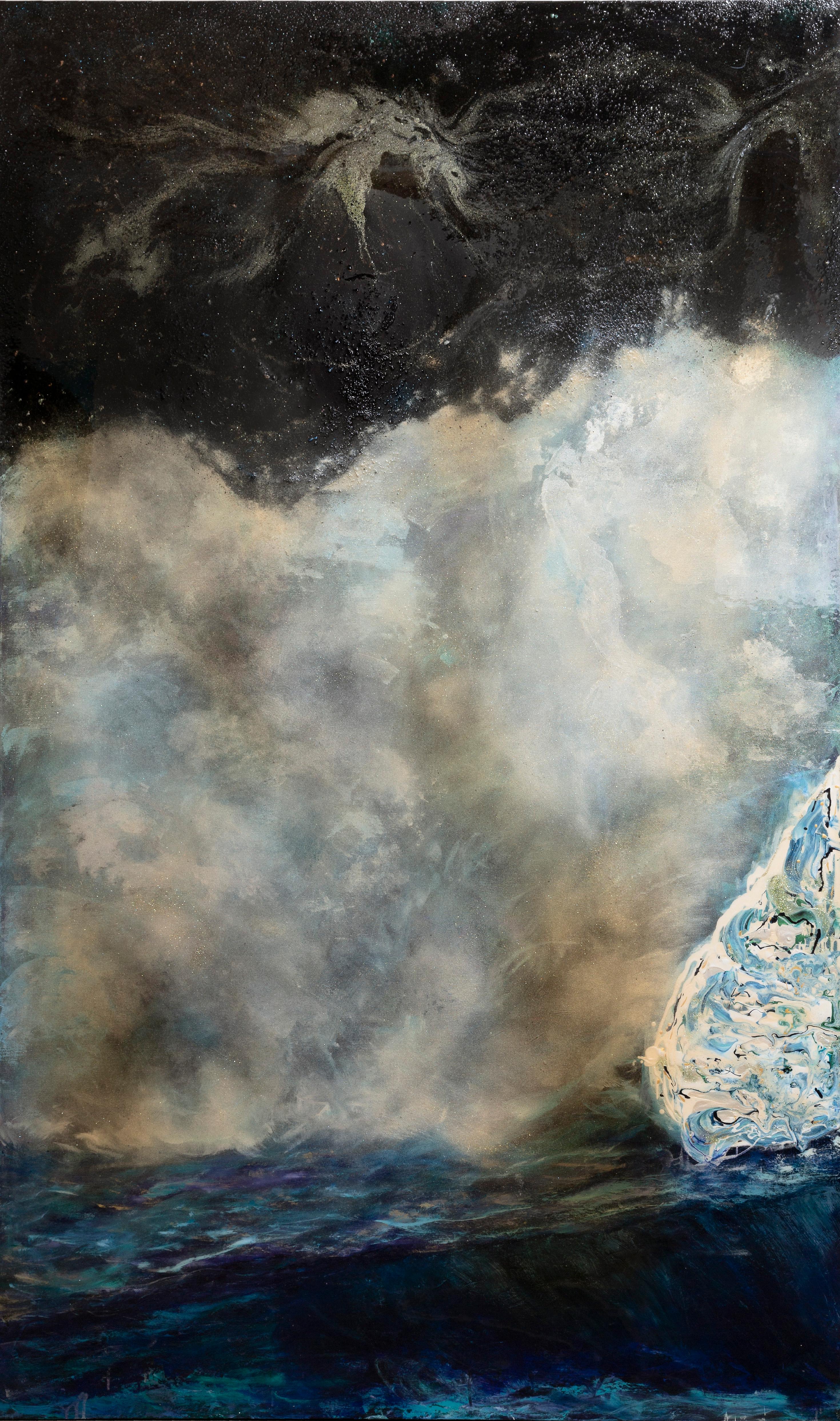 Glistening Heights - Peinture triptyque abstraite texturée de Haleh Mashian en vente 2