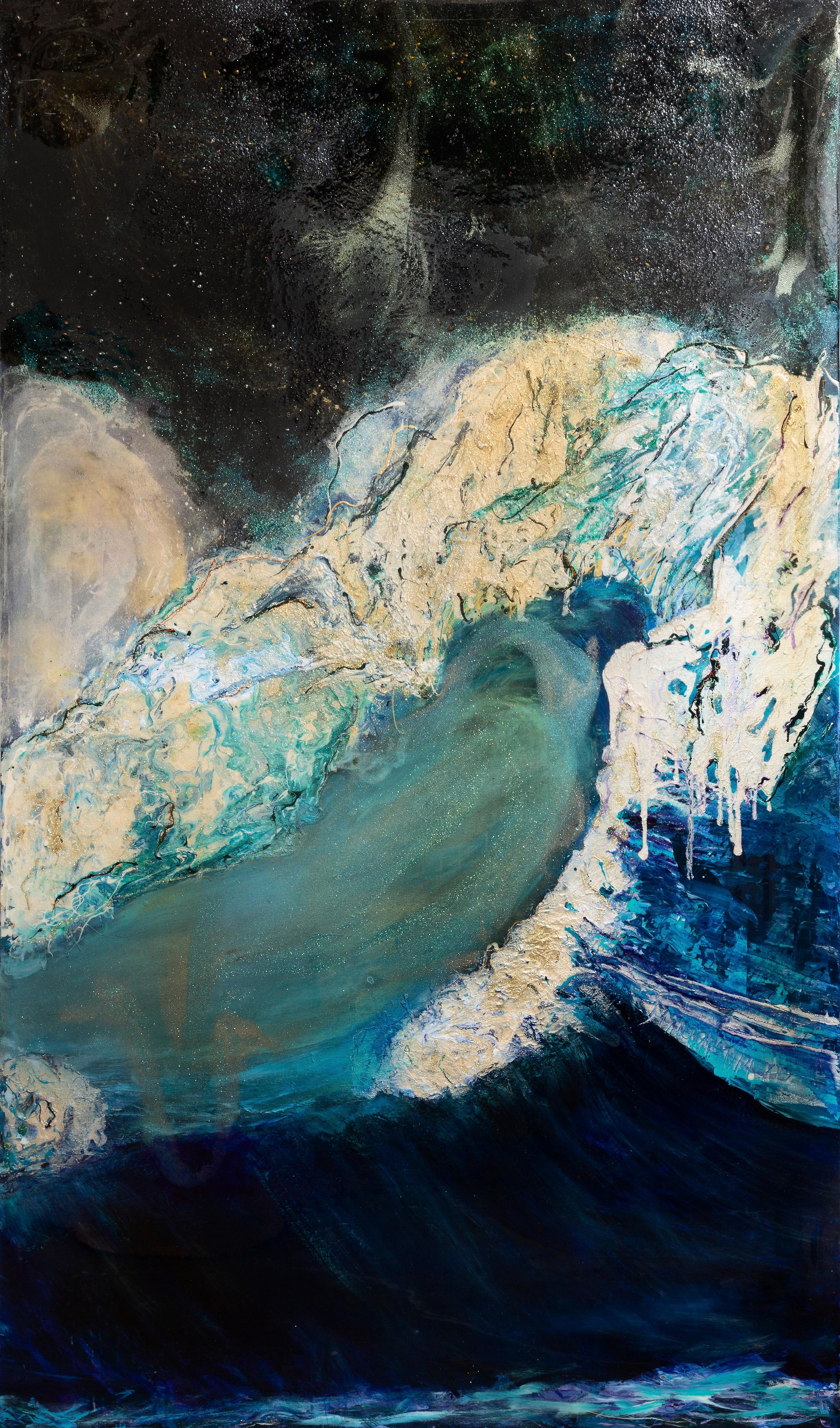Glistening Heights - Peinture triptyque abstraite texturée de Haleh Mashian en vente 3