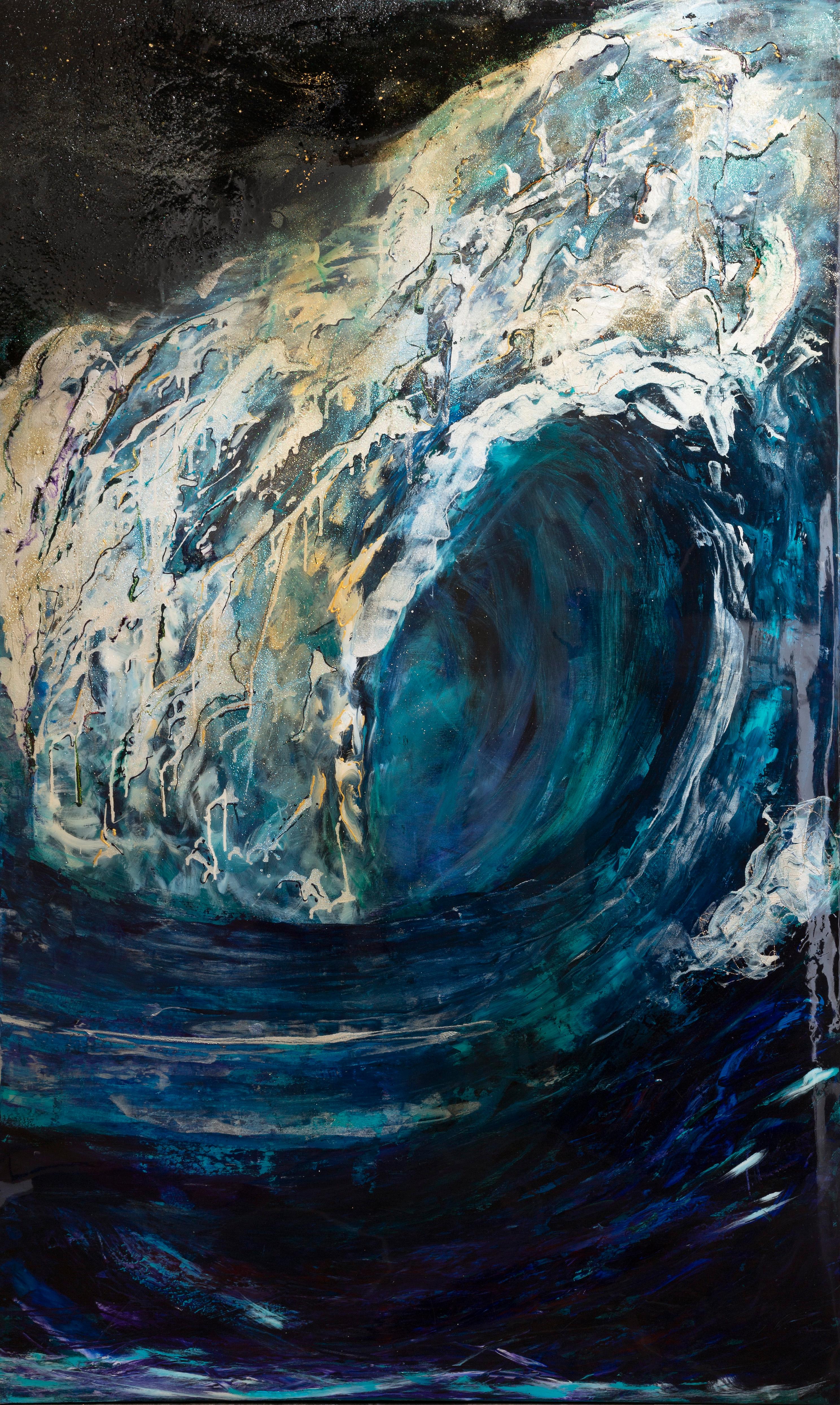 Glistening Heights - Peinture triptyque abstraite texturée de Haleh Mashian en vente 4