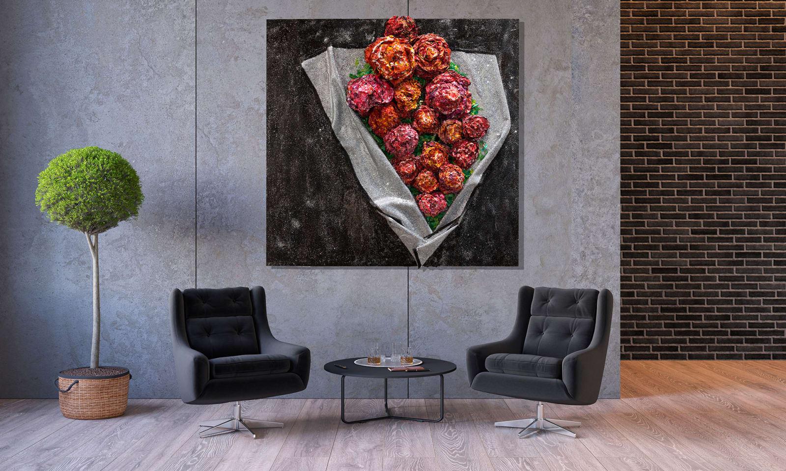 Unveil My Heart takes shape beautifully in three-dimensional glory. The black ground looks superb, and the roses come to life at great outward depth. This piece is 60