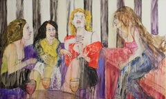 "About Last Night" - Female Figurative Mixed Media Painting by Haleh Mashian