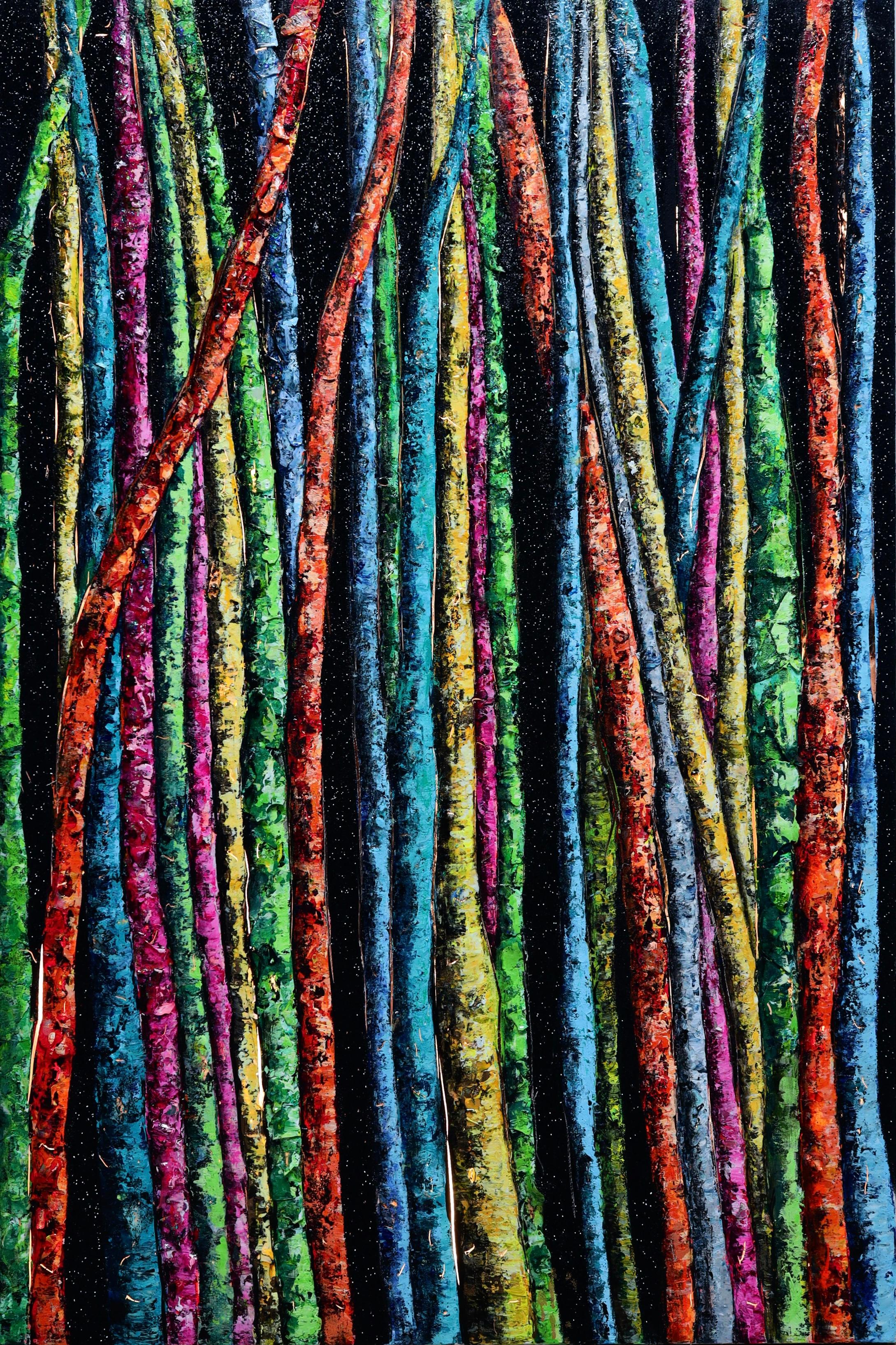 "Abracadabra" - Multicolor LED Backlit Textured Painting by Haleh Mashian