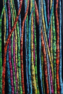 "Abracadabra" - Multicolor LED Backlit Textured Painting by Haleh Mashian