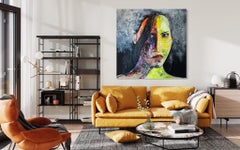 "Awaken 2" Dark Textured Figurative painting by Haleh Mashian