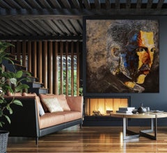 "Awaken 3" Dark Textured Figurative painting by Haleh Mashian