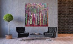 "Extravaganza" - Textured Mixed Media Rainbow Painting by Haleh Mashian