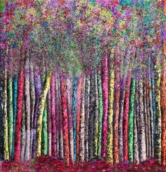 "Extravaganza" - Textured Mixed Media Rainbow Painting by Haleh Mashian