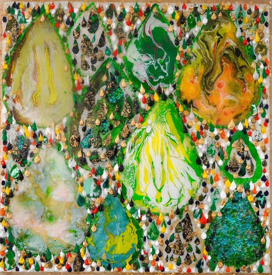 Haleh Mashian Abstract Painting - Green Tears