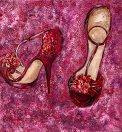 "Love Those Stilettos" - Glitter Still Life Painting by Haleh Mashian