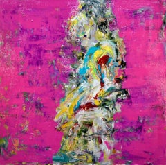 "Magenta 2" - Figurative Colorful Mixed Media Painting by Haleh Mashian