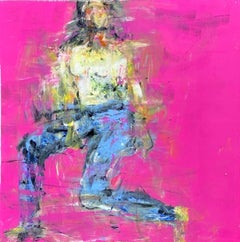 "Magenta 3" - Figurative Colorful Mixed Media Painting by Haleh Mashian