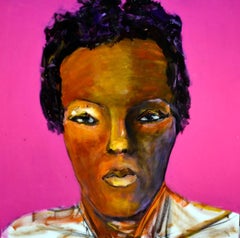 "Magenta 9" - Figurative Colorful Mixed Media Painting by Haleh Mashian