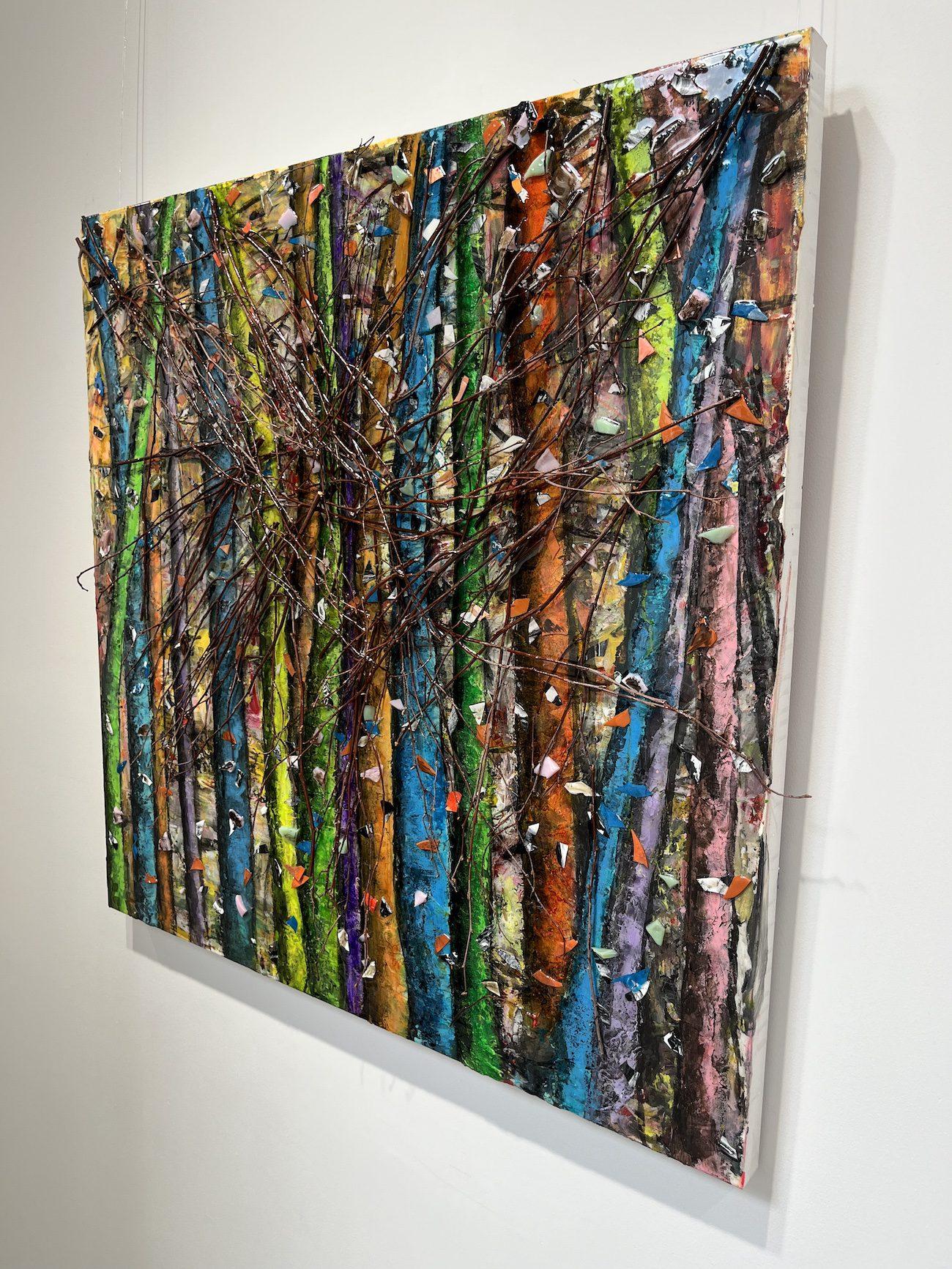 Magical Falls / Chasing Leaves - Contemporary Painting by Haleh Mashian