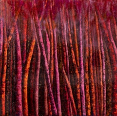 Moulin Rouge - Peinture multimédia texturée rouge monochrome de Haleh Mashian