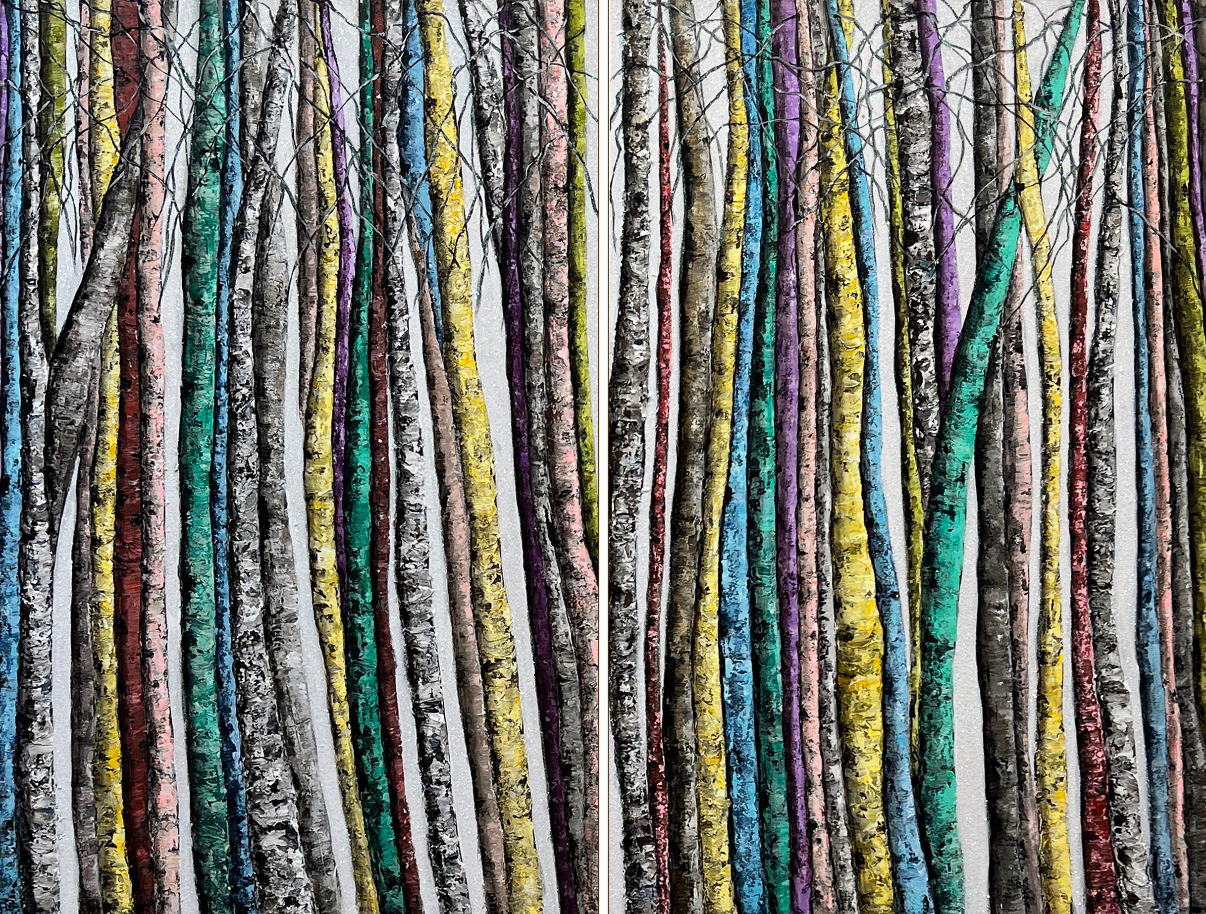 "Spring Glory II" - Mixed Media Tree Diptych by Haleh Mashian