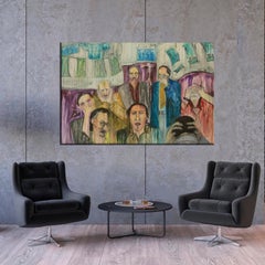 "Mercato bloccato" - Pittura figurativa a tecnica mista di Haleh Mashian