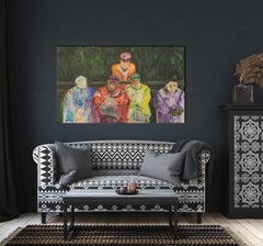 "La última parada" - Pintura figurativa en técnica mixta de Haleh Mashian