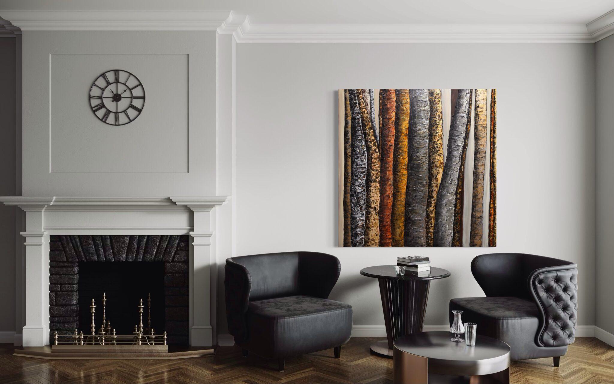 Veils of Nature - Black Landscape Painting by Haleh Mashian