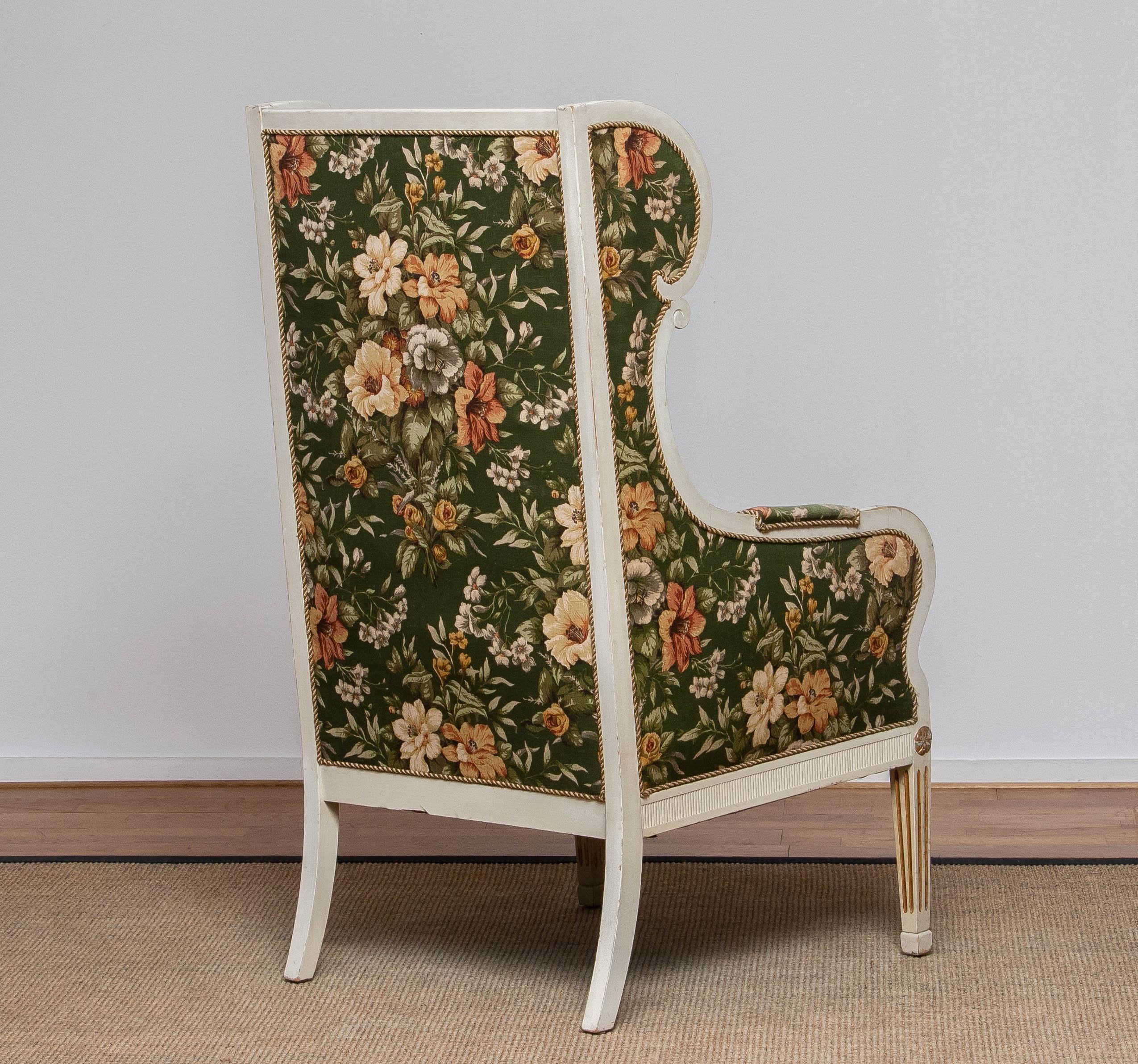 Half 19th Century White Gustavian Swedish Model Lounge Chair by Petersen Denmark 4
