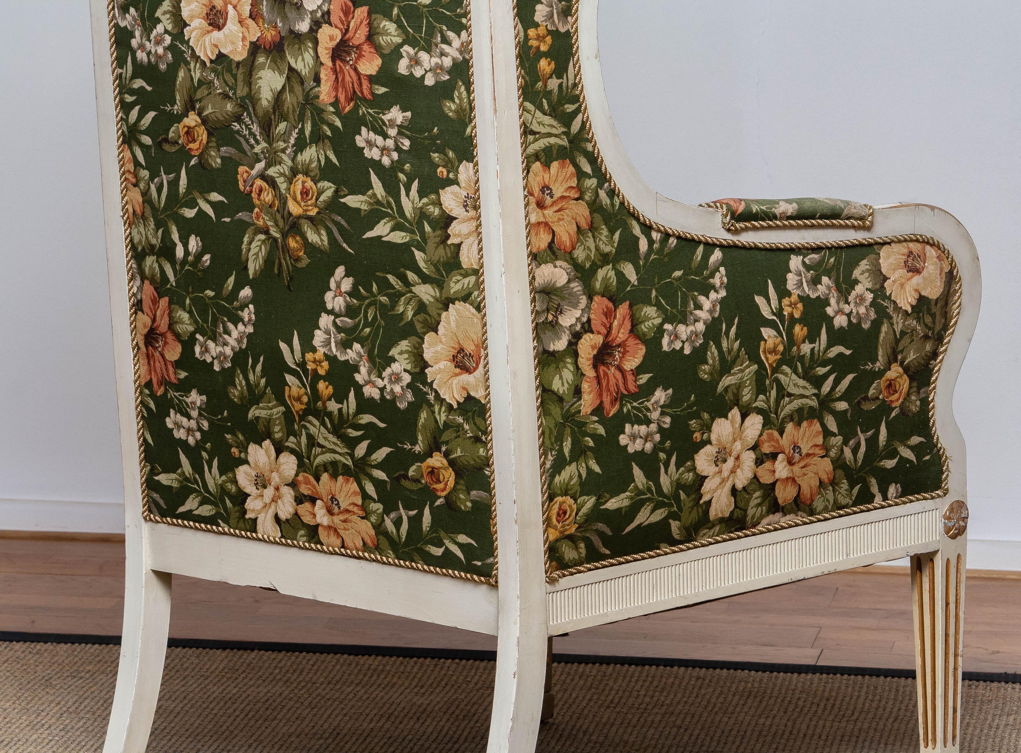 Half 19th Century White Gustavian Swedish Model Lounge Chair by Petersen Denmark 6