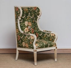 Half 19th Century White Gustavian Swedish Model Lounge Chair by Petersen Denmark