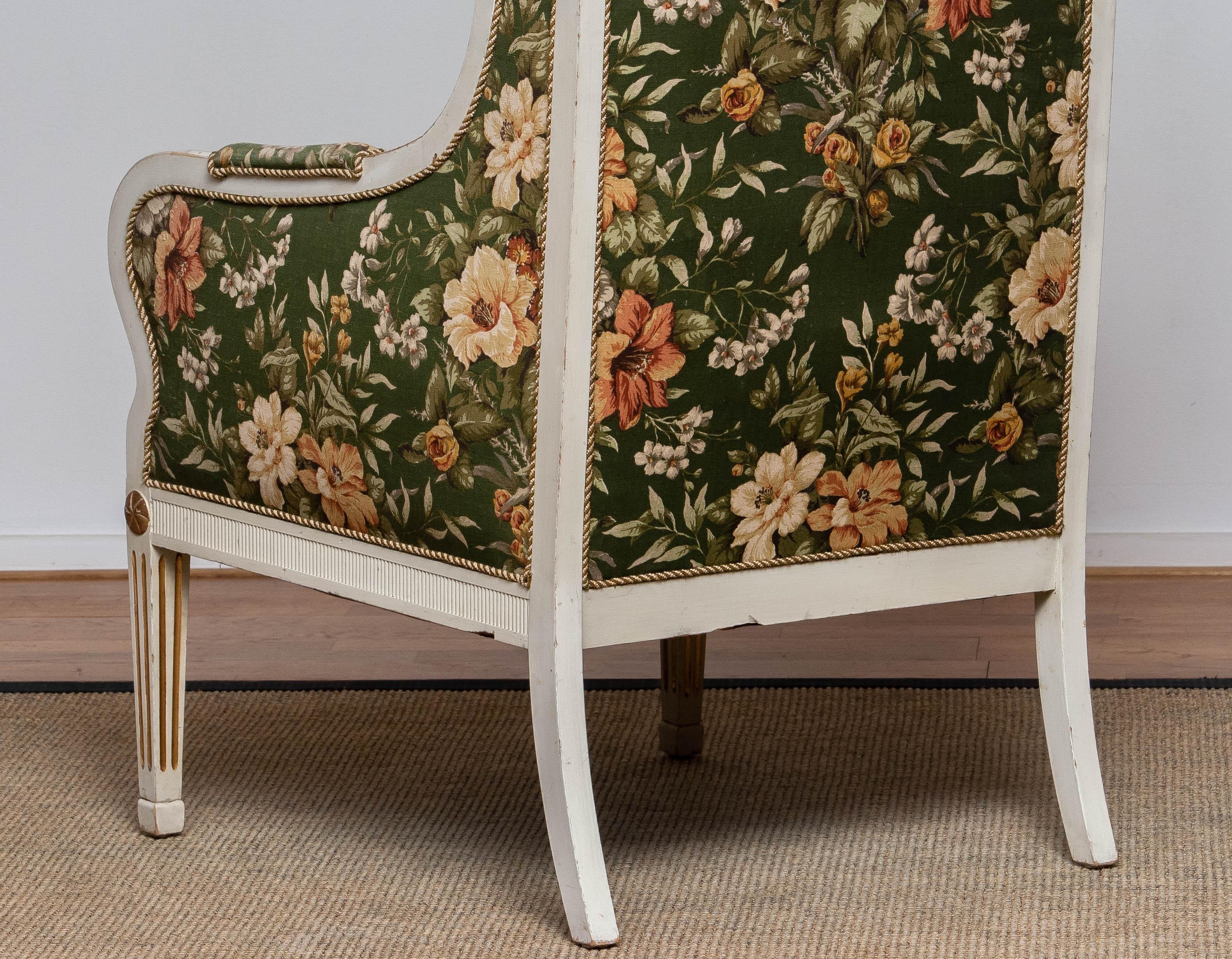 Half 19th Century White Gustavian Swedish Model Lounge Chair by Petersen Denmark 1