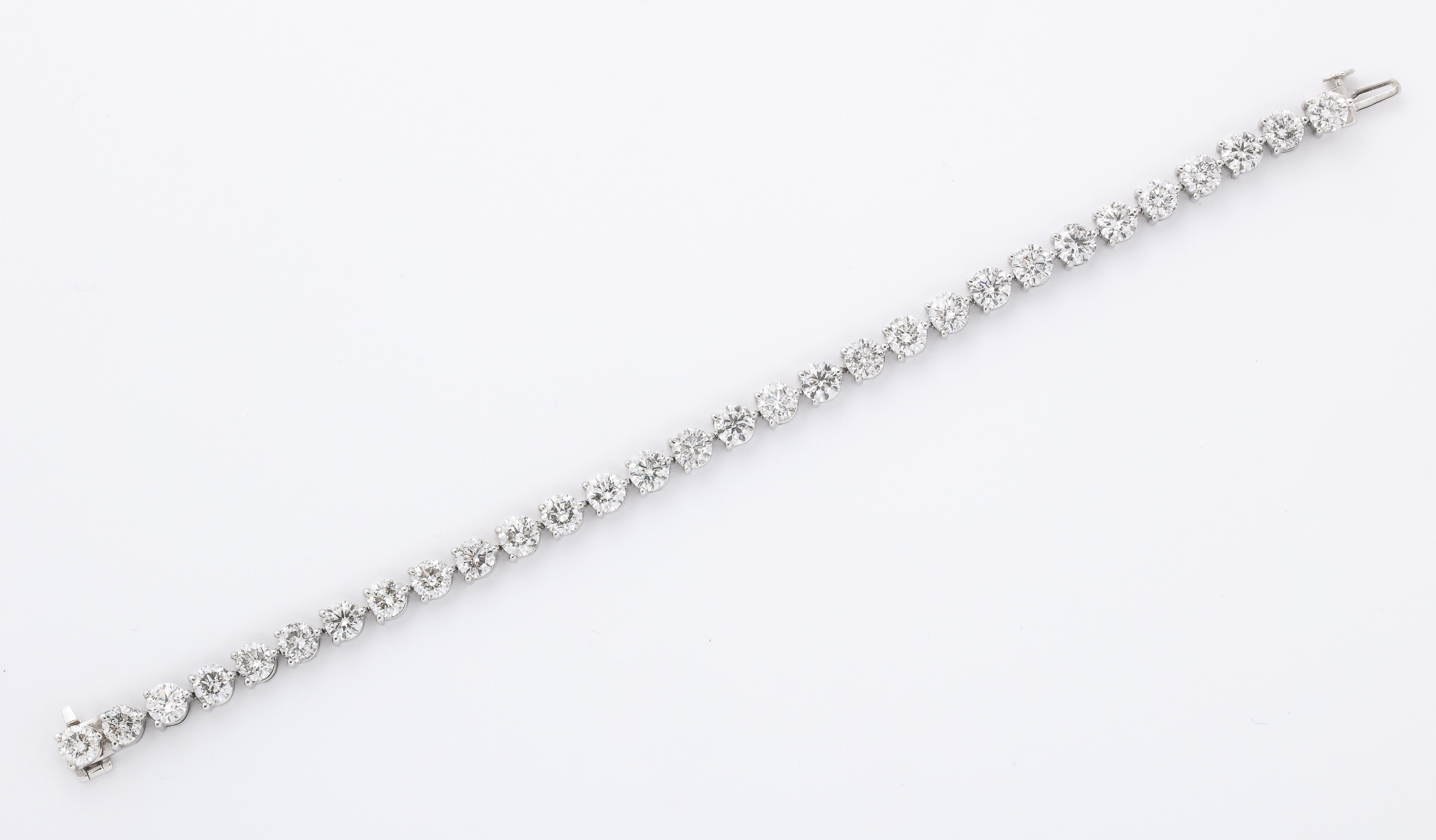 Half a carat Each Three Prong Diamond Tennis Bracelet  In New Condition For Sale In New York, NY