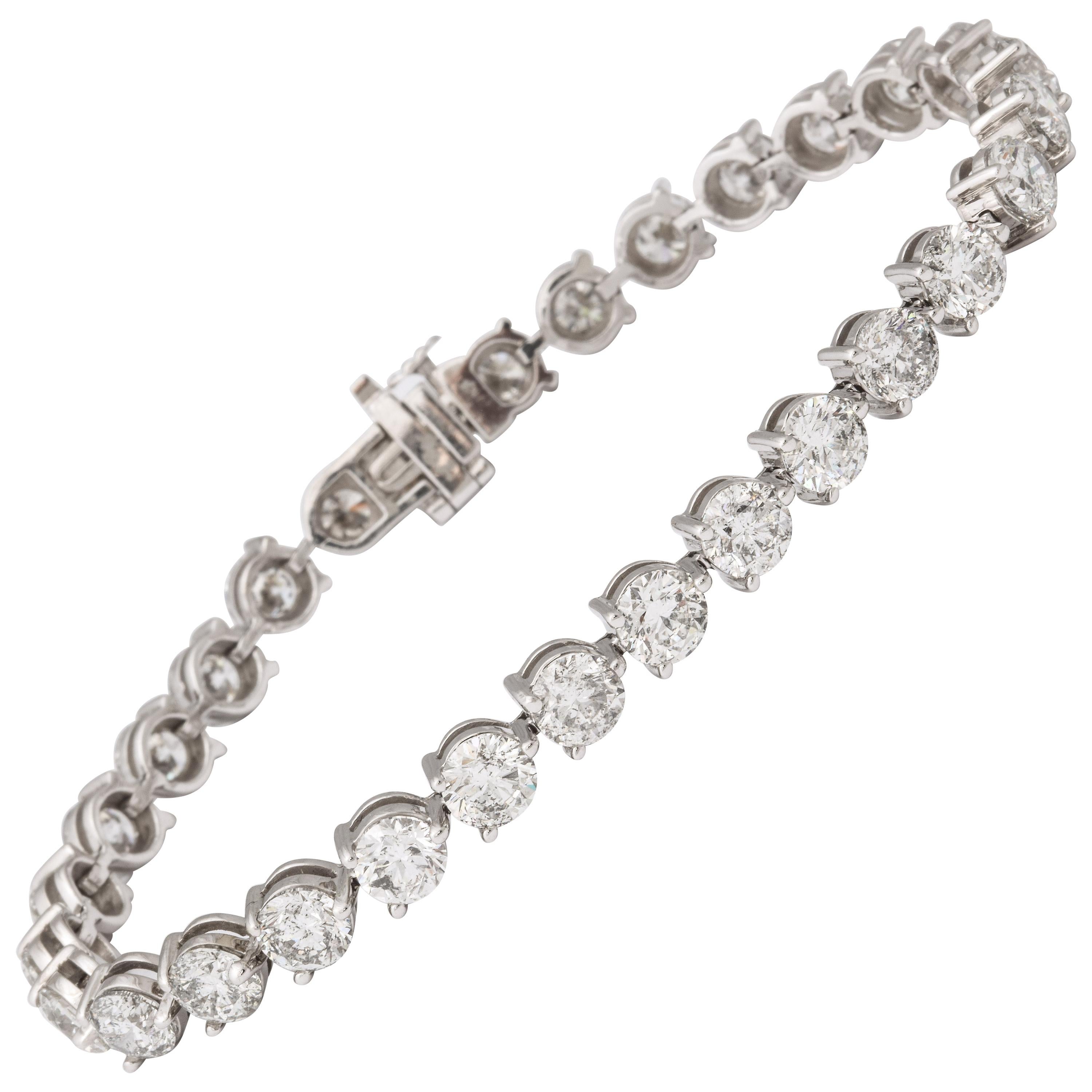 Half a carat Each Three Prong Diamond Tennis Bracelet 