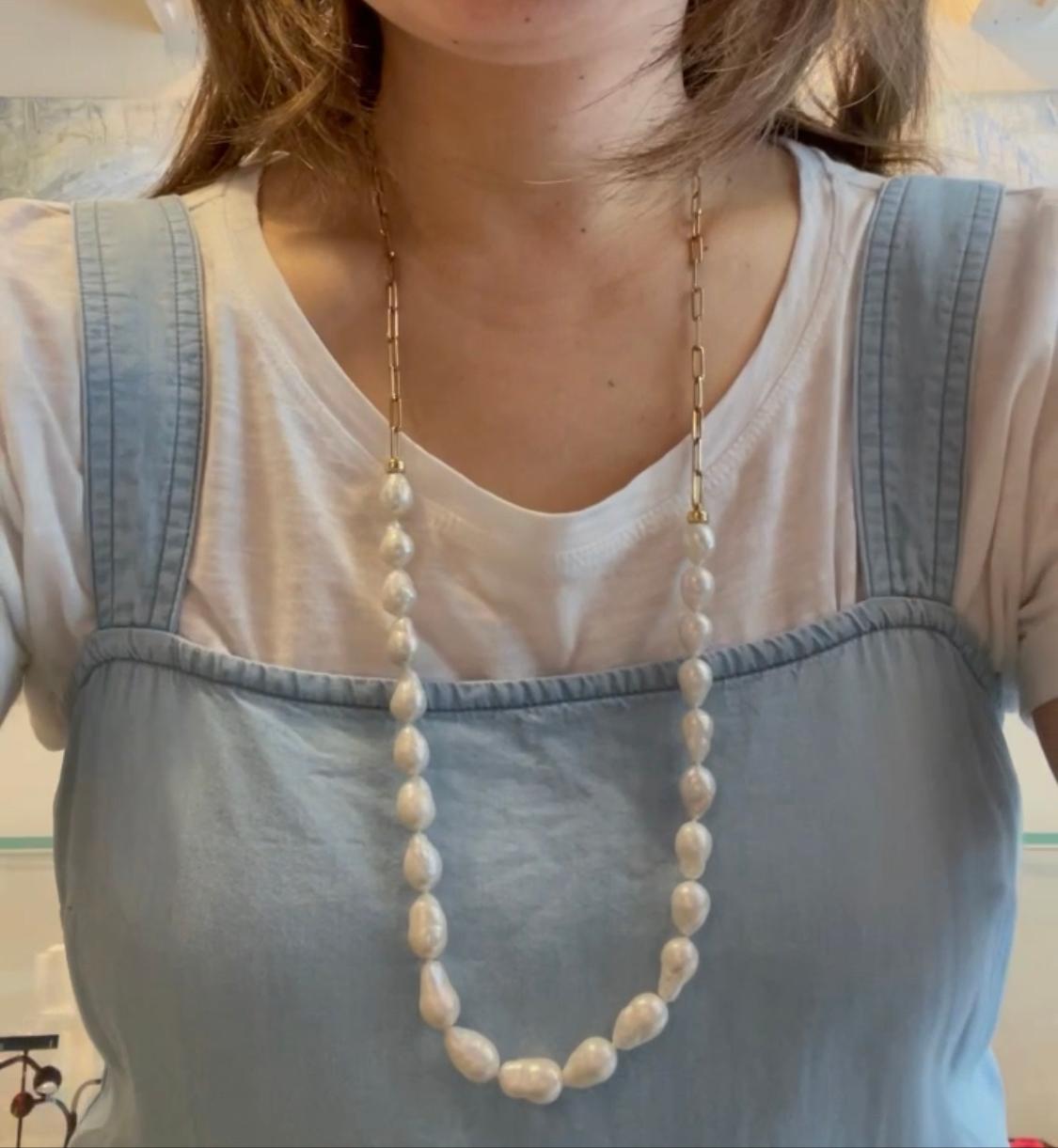 half pearl half paperclip necklace