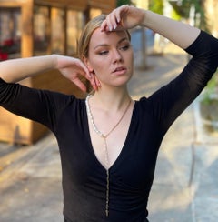 Half Baroque Pearl and Half 14k Gold Paperclip Chain Long Convertable Necklace