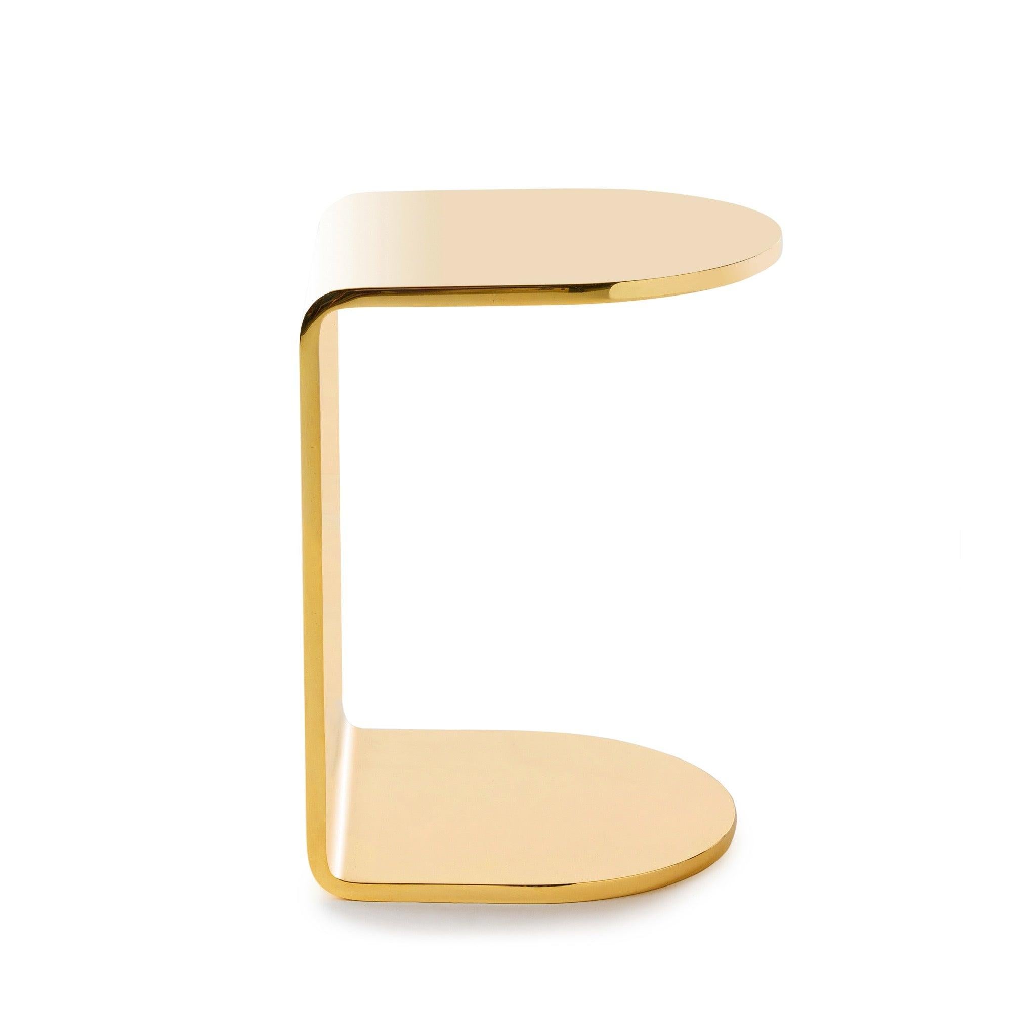 A Original, Polished Bronze Half-Beam side or end table.