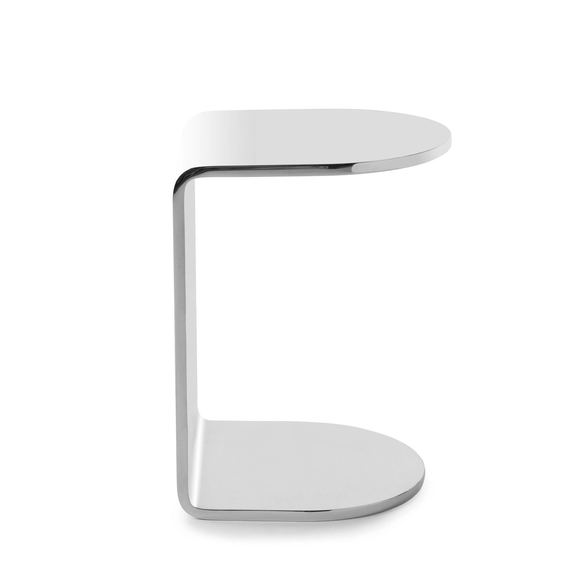 Table d'appoint ou de chevet originale en demi-poutre et miroir.