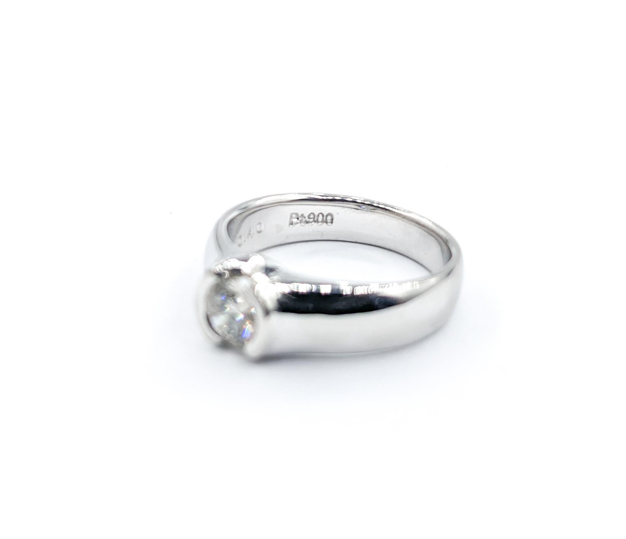 Half Bezel Diamond Engagement Ring In Platinum For Sale 1