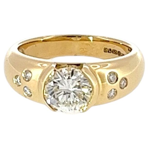 Half-Bezel Diamond Ring – 18ct Yellow Gold, 1.14ct Round Natural Diamond
