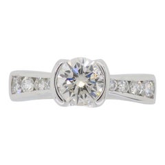 Vintage Half-Bezel Set Round Diamond Engagement Ring