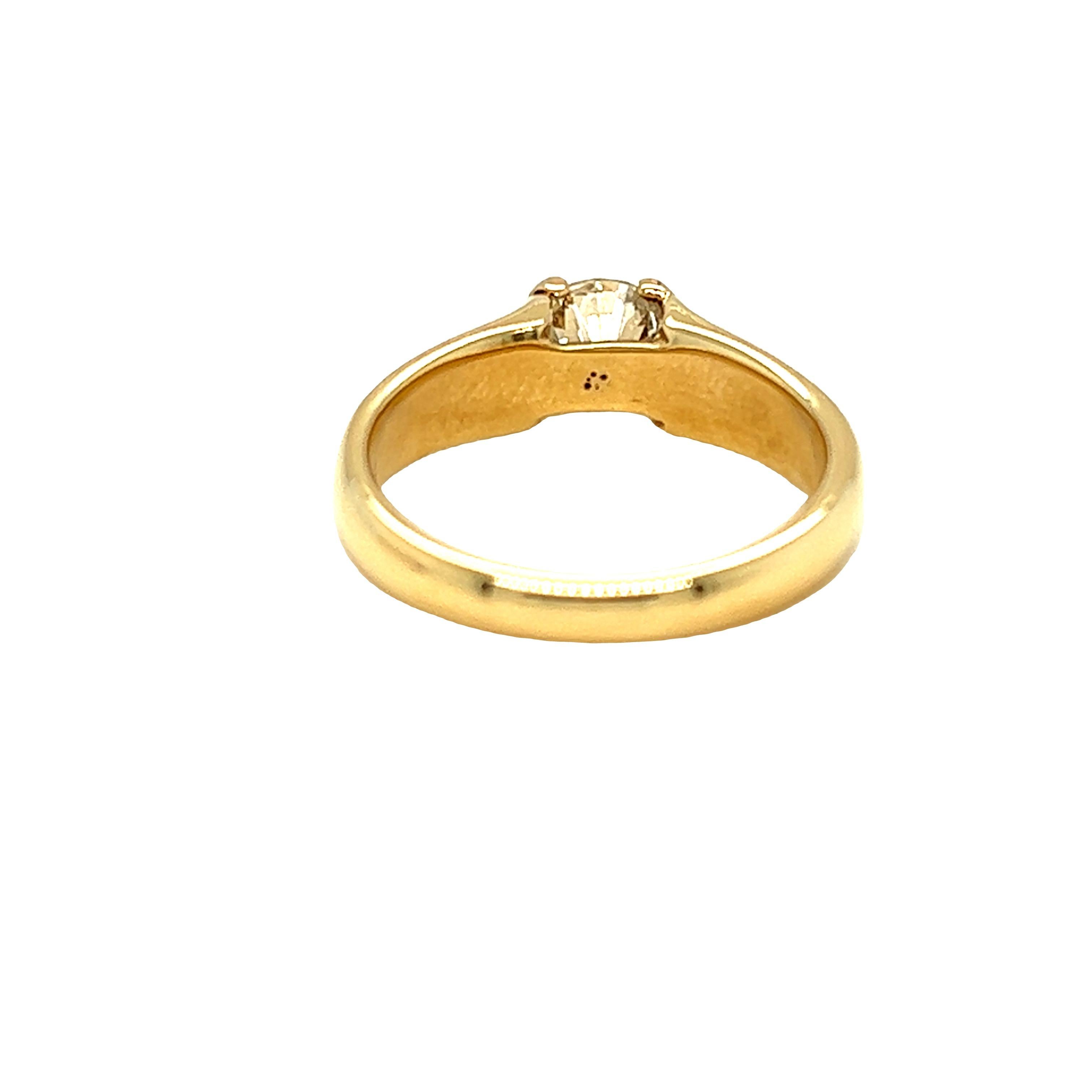 Contemporary Half Bezel Solitaire Engagement Ring in 14k Yellow Gold For Sale