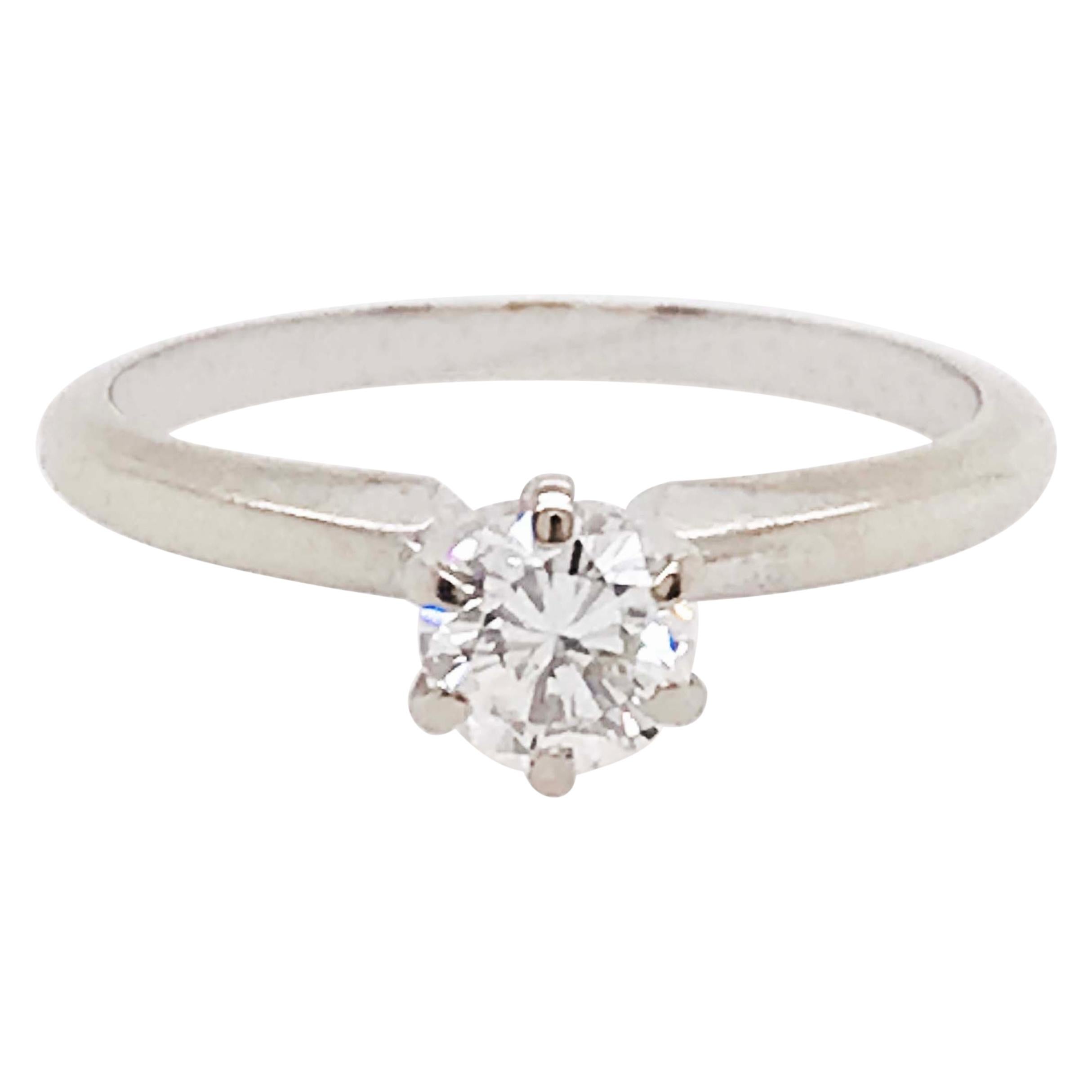 Solitaire en diamant Brilliante, bague ronde demi carat '0.40 carat' or blanc