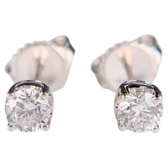 Half Carat Diamond Basket Studs Earrings 14k White Gold