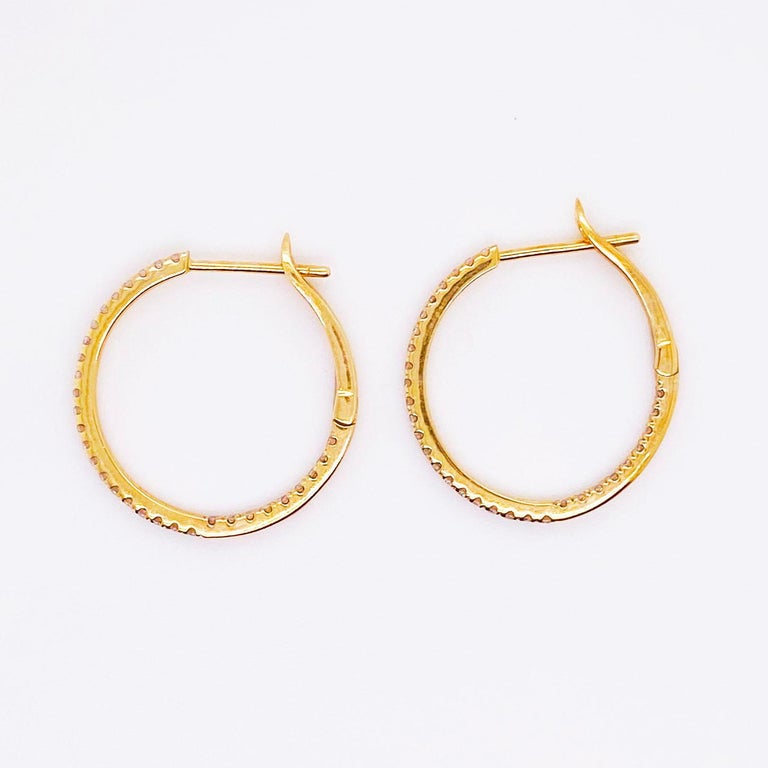 Half Carat Diamond Inside Out Hoop Earrings Yellow Gold 0.50ct Diamond ...