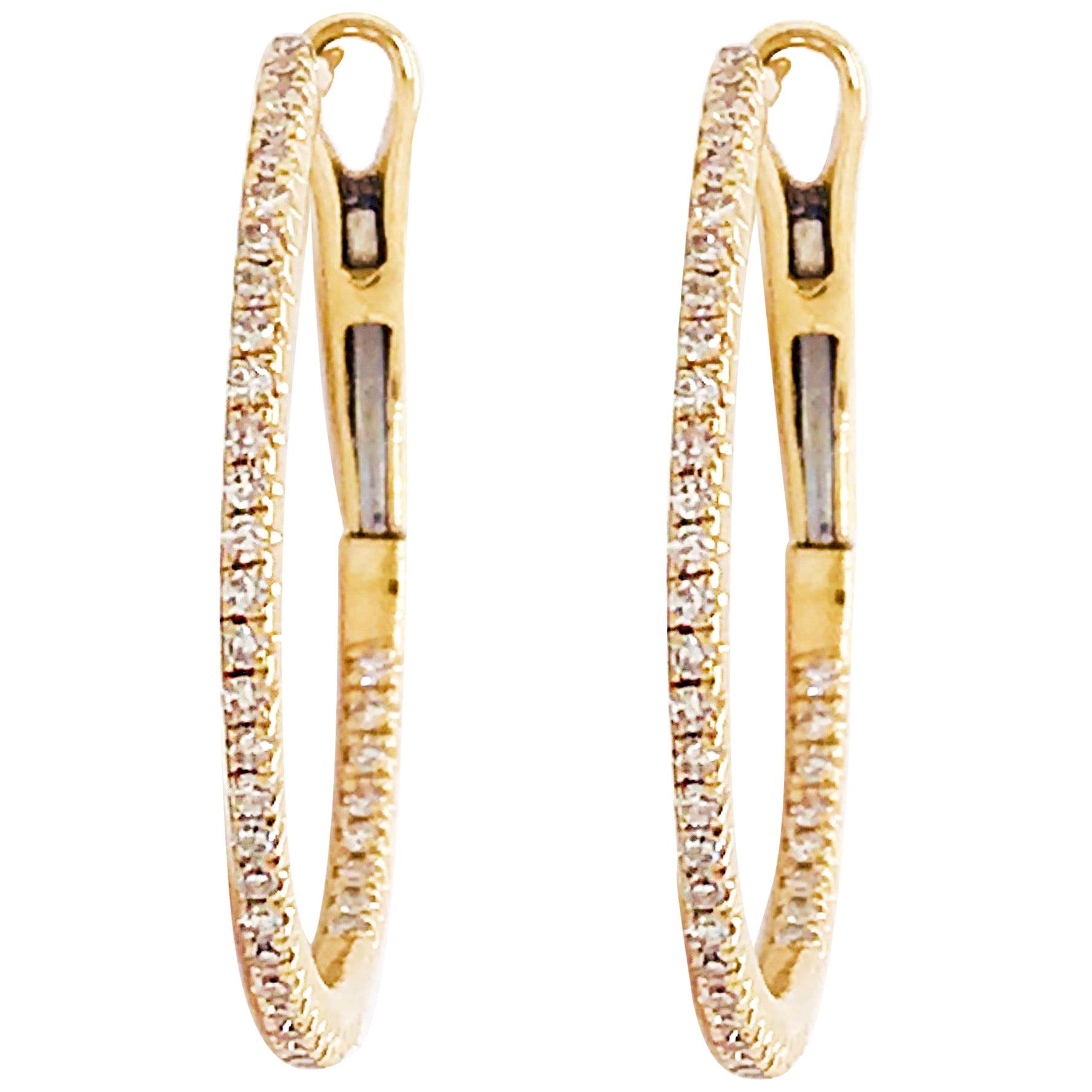 Half Carat Diamond Inside Out Hoop Earrings Yellow Gold 0.50ct Diamond Hoops