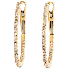 Half Carat Diamond Inside Out Hoop Earrings Yellow Gold 0.50ct Diamond Hoops