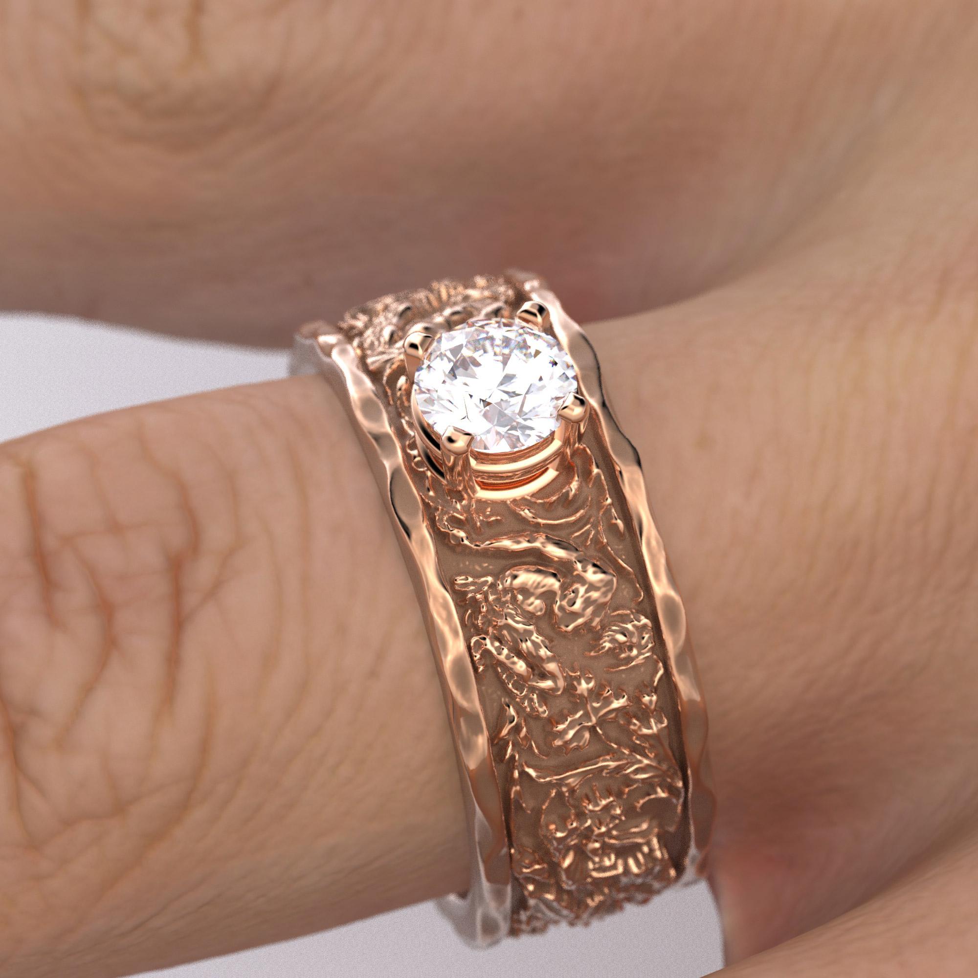 For Sale:  Half Carat Diamond Men's Gold Band in 14k Gold, Designed and Crafted in Italy 10
