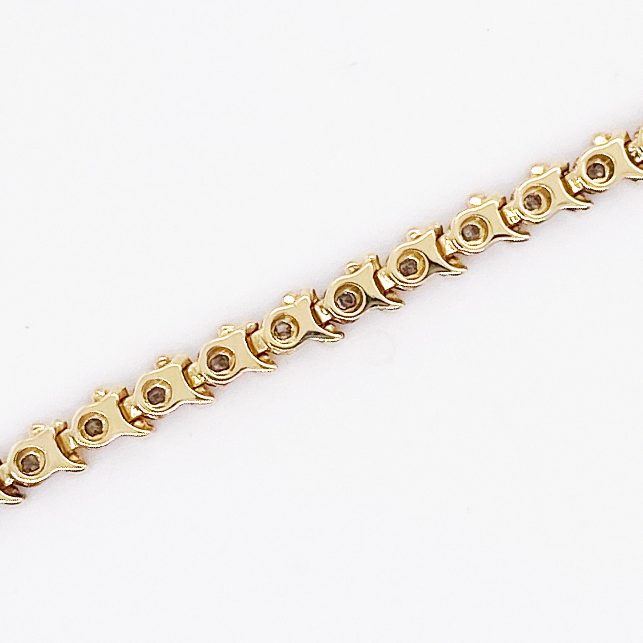 Bracelet tennis en or 14 carats avec diamants demi-carats et bracelet en diamants ronds de 0,50 carat Excellent état - En vente à Austin, TX