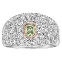 Half Carat Fancy Green Elongated Radiant Diamond Ring